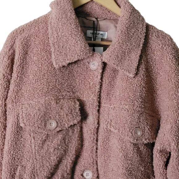 NOIZE Women's Pink Rose Miley Teddy Trucker Jacket Size M - Picture 6 of 8